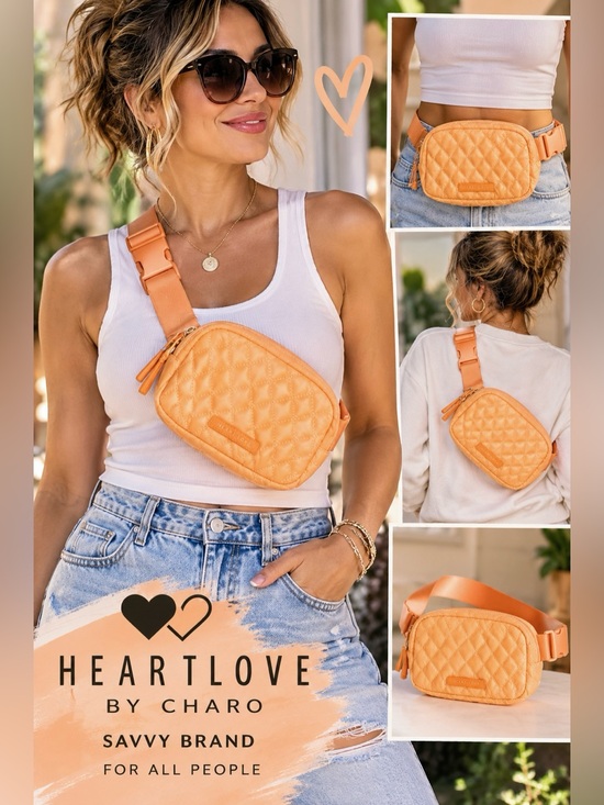Savvy Handbags - HeartLove by Charo Savvy Brand Warm Orange Quilted Belt Bag Crossbody HL2-005